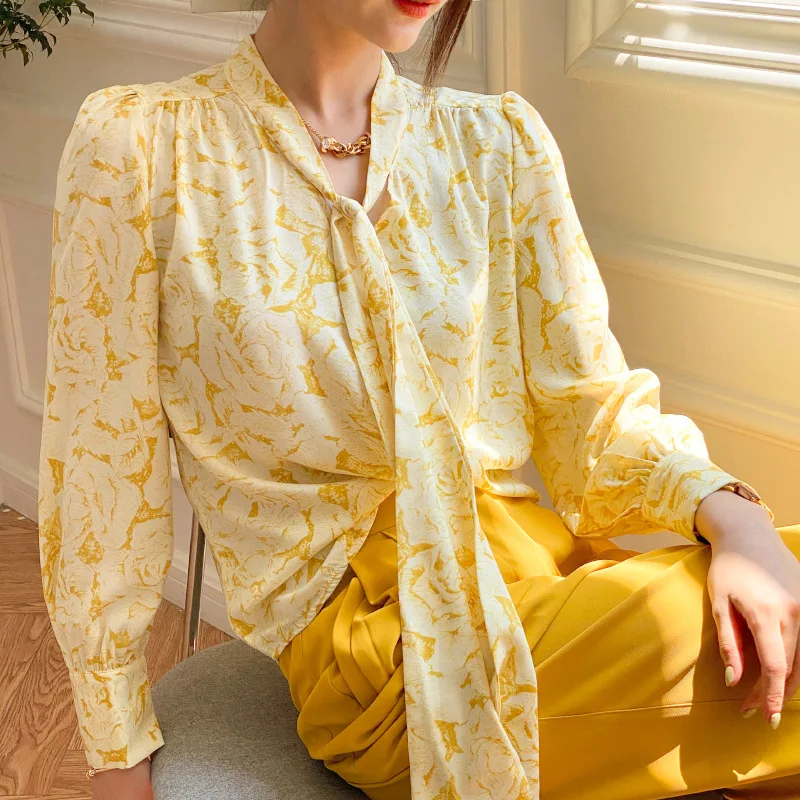 

JHJN New Women's Clothing French Style Long Sleeved Shirt For Women Temperament lady Commuting Women's Shirt High-Quality