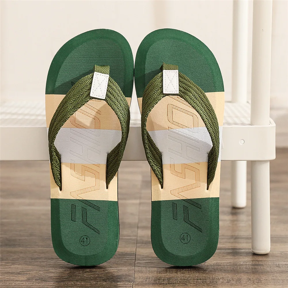 Men Flip Flops Beach Sandals Summer Slippers Non-slip Casual Flat Shoes Slippers Indoor House Shoes for Men Outdoor Slides