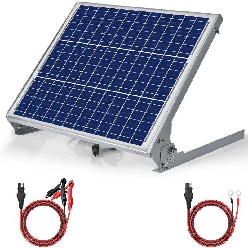 Solar Battery Charger Maintainer, Built-in MPPT Controller, Adjustable Mount Bracket, Waterproof 50 Watt Solar Panel Kit