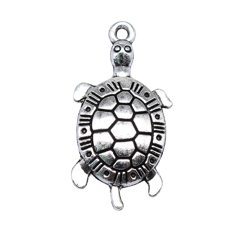 10pcs/lot 31x16mm turtle Charms For Jewelry Making Antique Silver Color 1.22x0.63inch