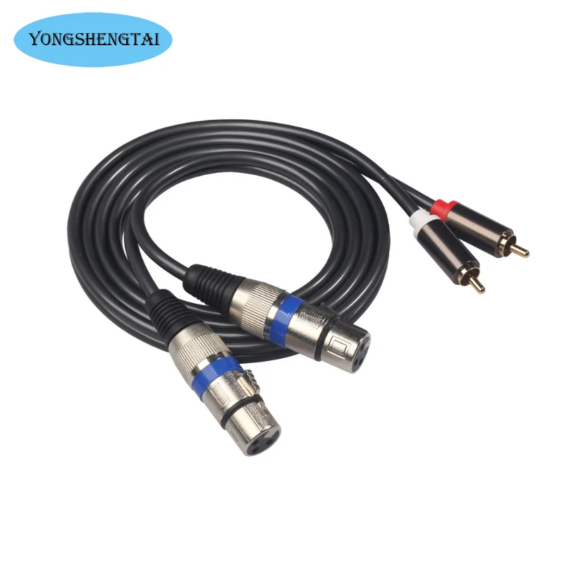 Cabezal chapado en oro doble Lotus macho RCA a XLR hembra, mezclador, reproductor de disco, Cable de Audio de 1,5 m