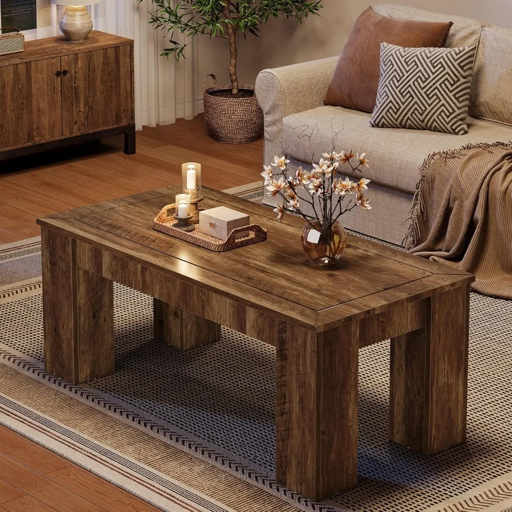 Rectangle Coffee Table for Living Room, 47-Inch Farmhouse Center Cocktail Table
