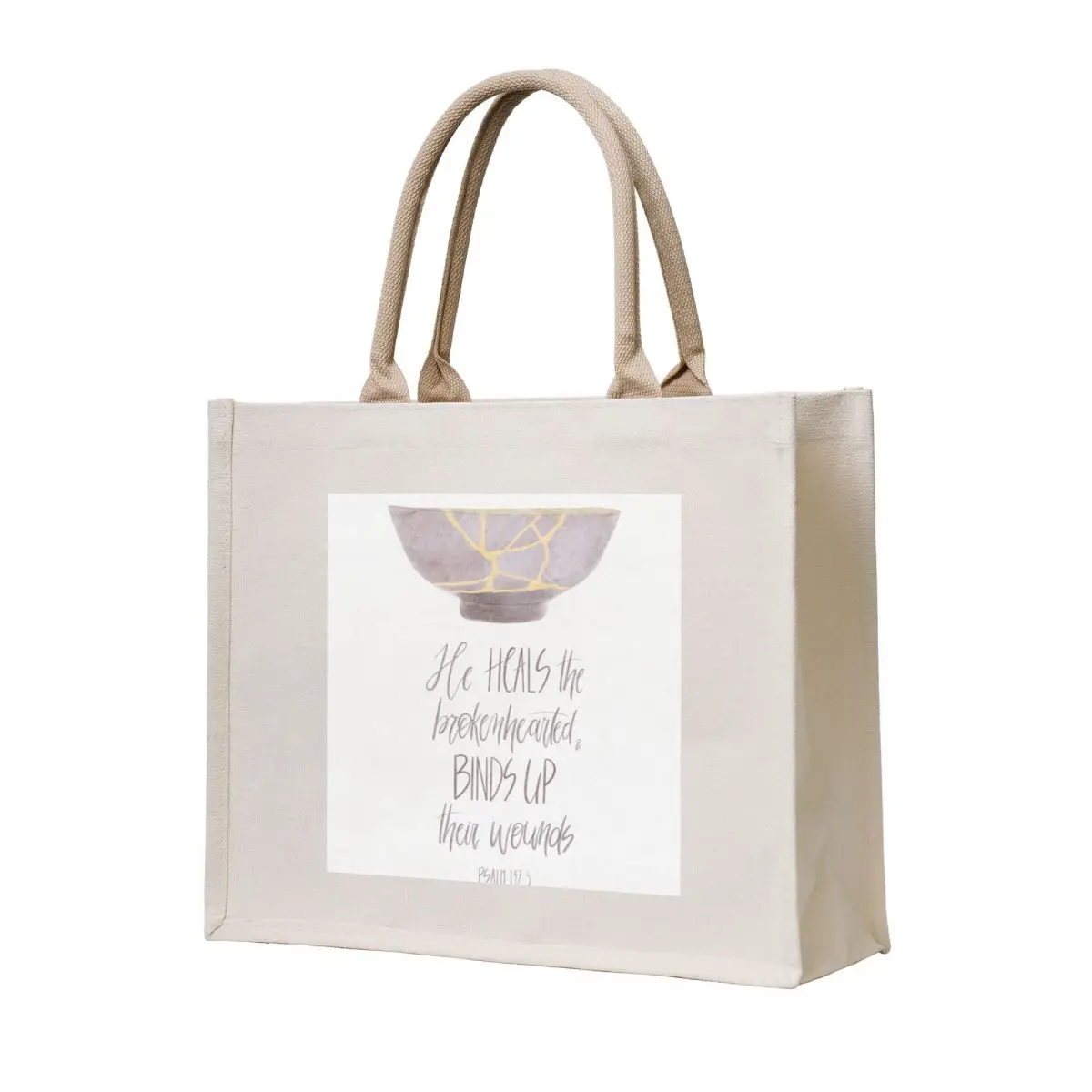 

He heals the brokenhearted and binds up their wounds - Psalm 147:3 Tote Bag Women's bags Canvas bag for women handbag