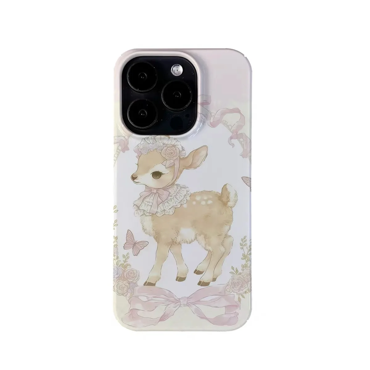 

INS Cute Pink Bow Deer Phone Case for IPHONE 17 Air 16E 15 PROMAX 14 Plus 13 12 MINI 11 PRO 16Plus XR XS MAX Acrylic Phone Cover
