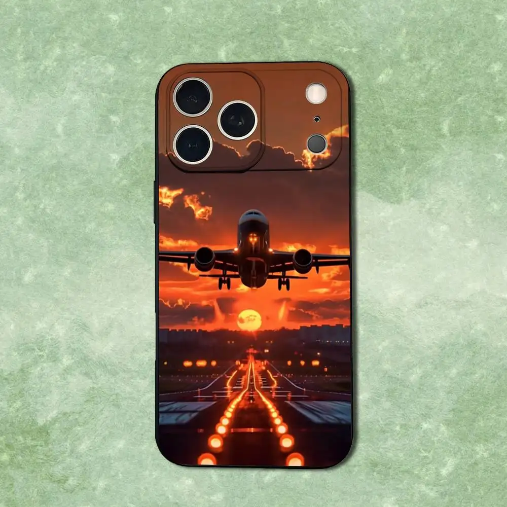 항공 예술 비행기 폰 케이스 아이폰 14,13,17,12,11,16,15,플러스,프로 맥스,XS,X,XR,SE,미니,소프트 실리콘 블랙 커버