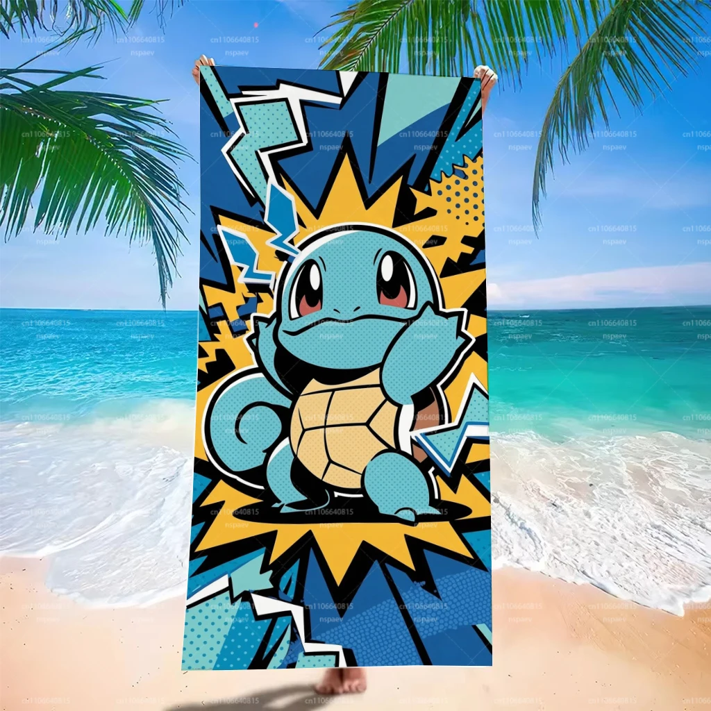 

Squirtle Pokemon Beach Towel, Retro Comic Burst Design, Ultra Soft Lightweight Towel for Pool