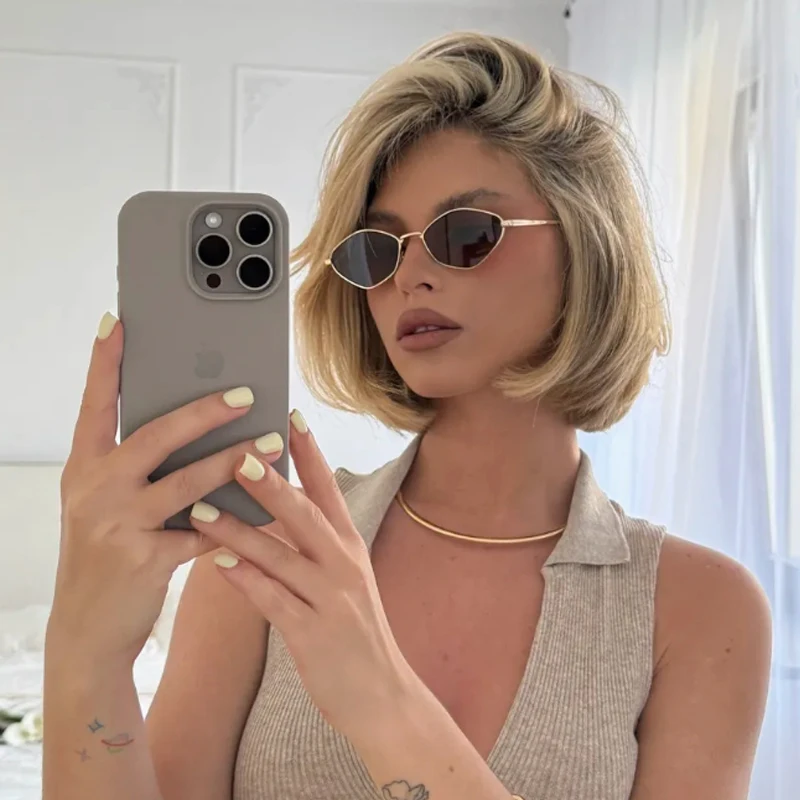 Fashion Female Small Frame Polygon Sunglasses Women Brand Designer Metal Frame Eyeglasses UV400 Protection Shades Oculos