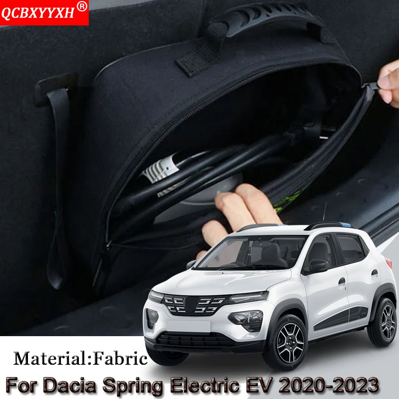 EV Car Charging Cable Storage Carry Bag For Dacia Spring Electric EV 2020-2023 Charger Plugs Sockets Waterproof Fire Retardant