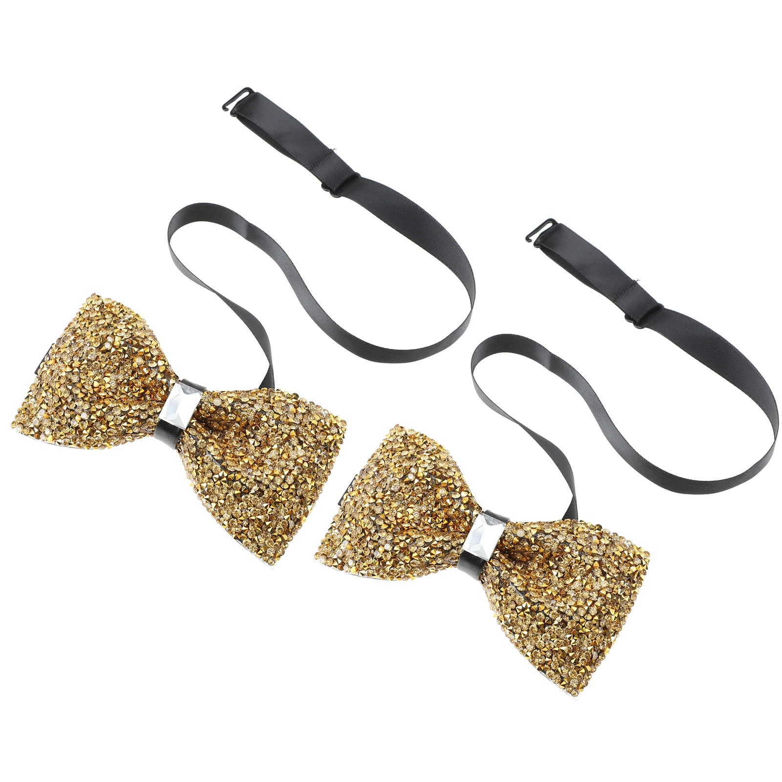 

2Pcs Rhinestone Bow Ties Pre-Tied Diamond-Tip Brooch Pins Elegant Banquet Wedding Graduation Party Accessories