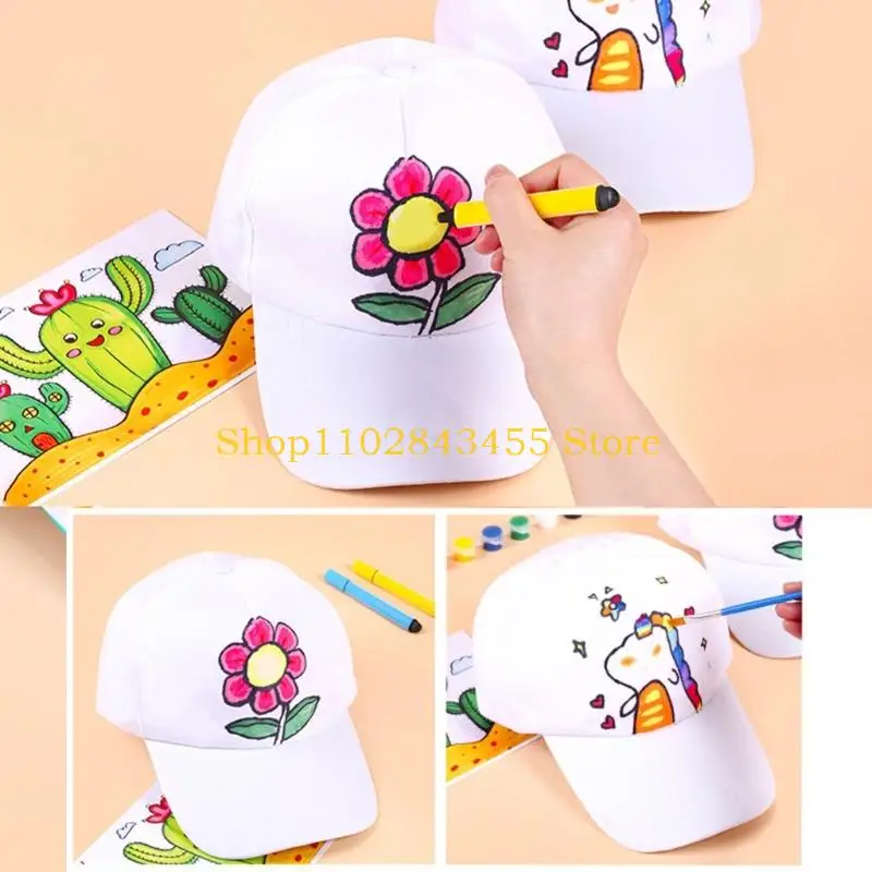 49MC DIY Painting Kids Art Hat Cotton Baseball Hat For Creative Painting And Drawing Activities