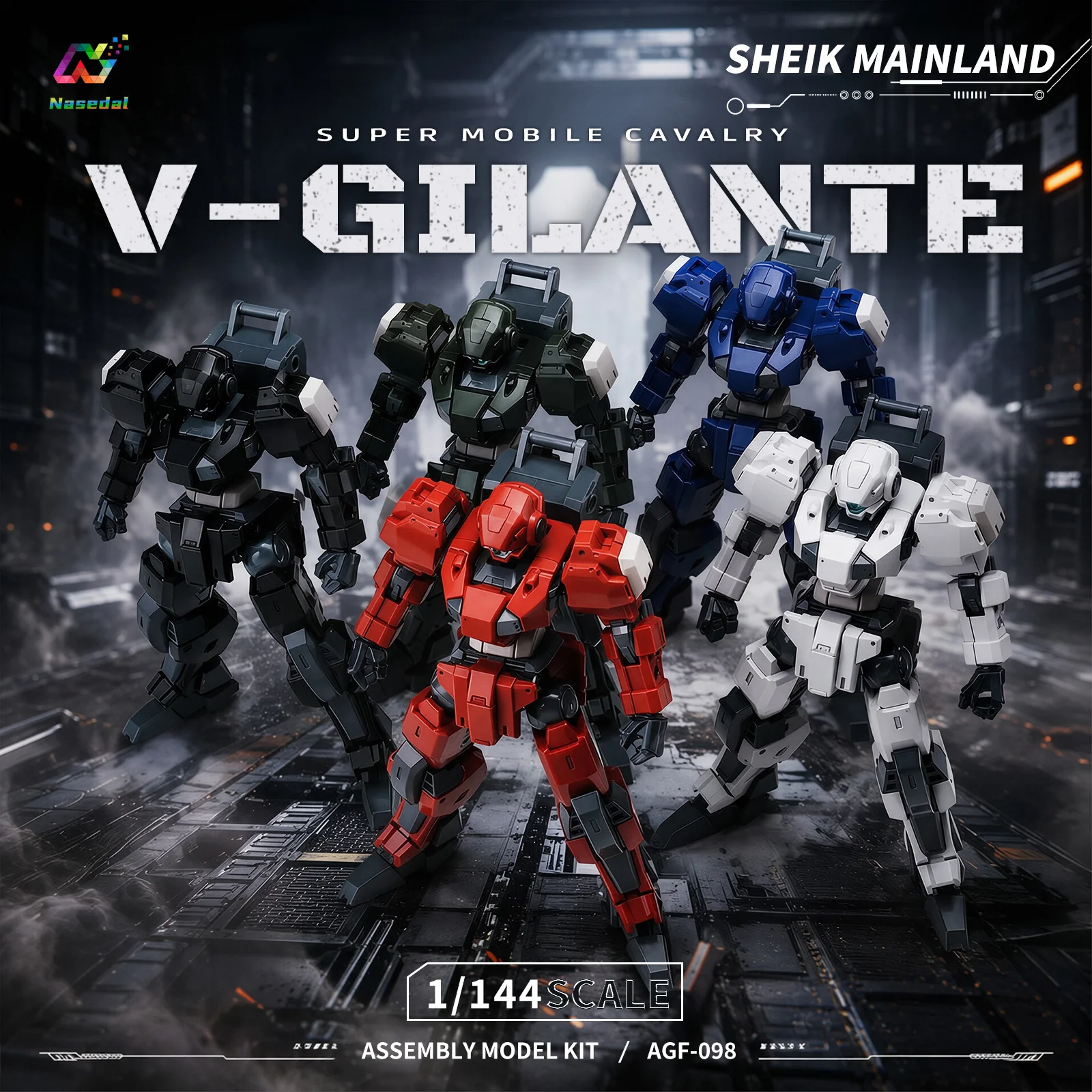 Коллекционная модель-конструктор Sheik Mainland AGF-098 V-Gilante, масштаб 1/144, серия Super Mobile Cavalry, для сборки, подарок