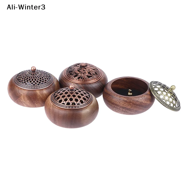 【W3】1Pc 2026 Wood Pan Incense Burner Indoor Yoga Decoration Aromatherapy Burner W/Sandalwood Incense Tea Ceremony prayer Rooms