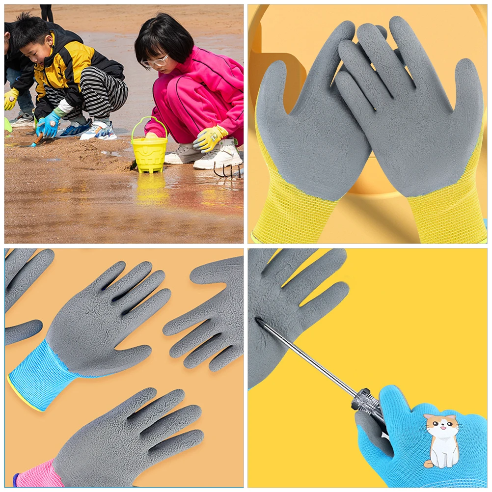 

Garden Gloves for Kids Children's Labor Protection Work Toddler Gardening Emulsion