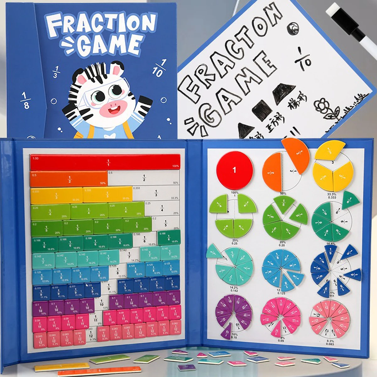 Children's Educational Early Education Toys Kawaii Magnetic Fraction Disk Assisted Cognitive Arithmetic Learning Education Toys