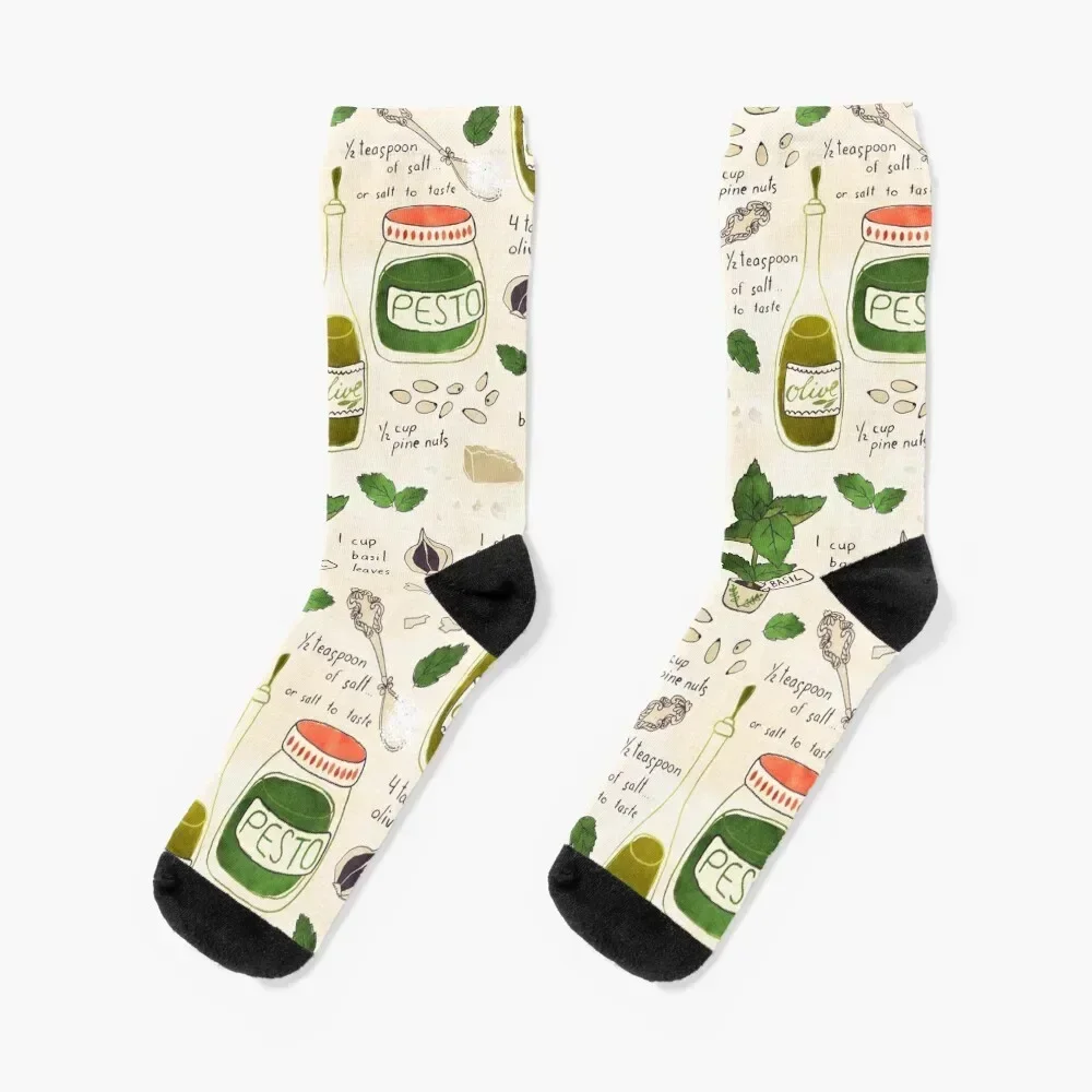 

Pesto illustrated recipe. Socks sports stockings hiking cycling cute Socks Girl Men's