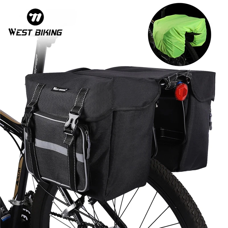 

WEST BIKING Bicycle Bags 25L Large Capacity Cycling Rear Double Side Travel Bag Rain Cover Tail Seat Pannier Bike Rack Trunk Bag