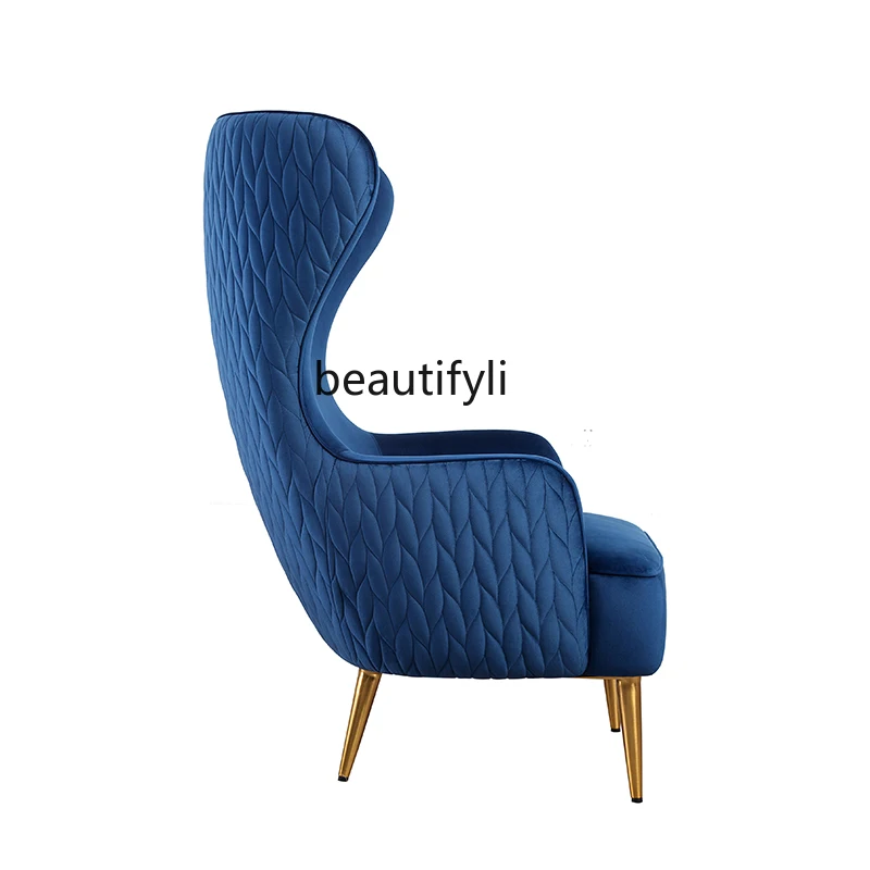 Modern European and American Style Soft Outfit Model Room Fashion Casual High Back Wingback Chair Light Luxury Image Bar Sofa