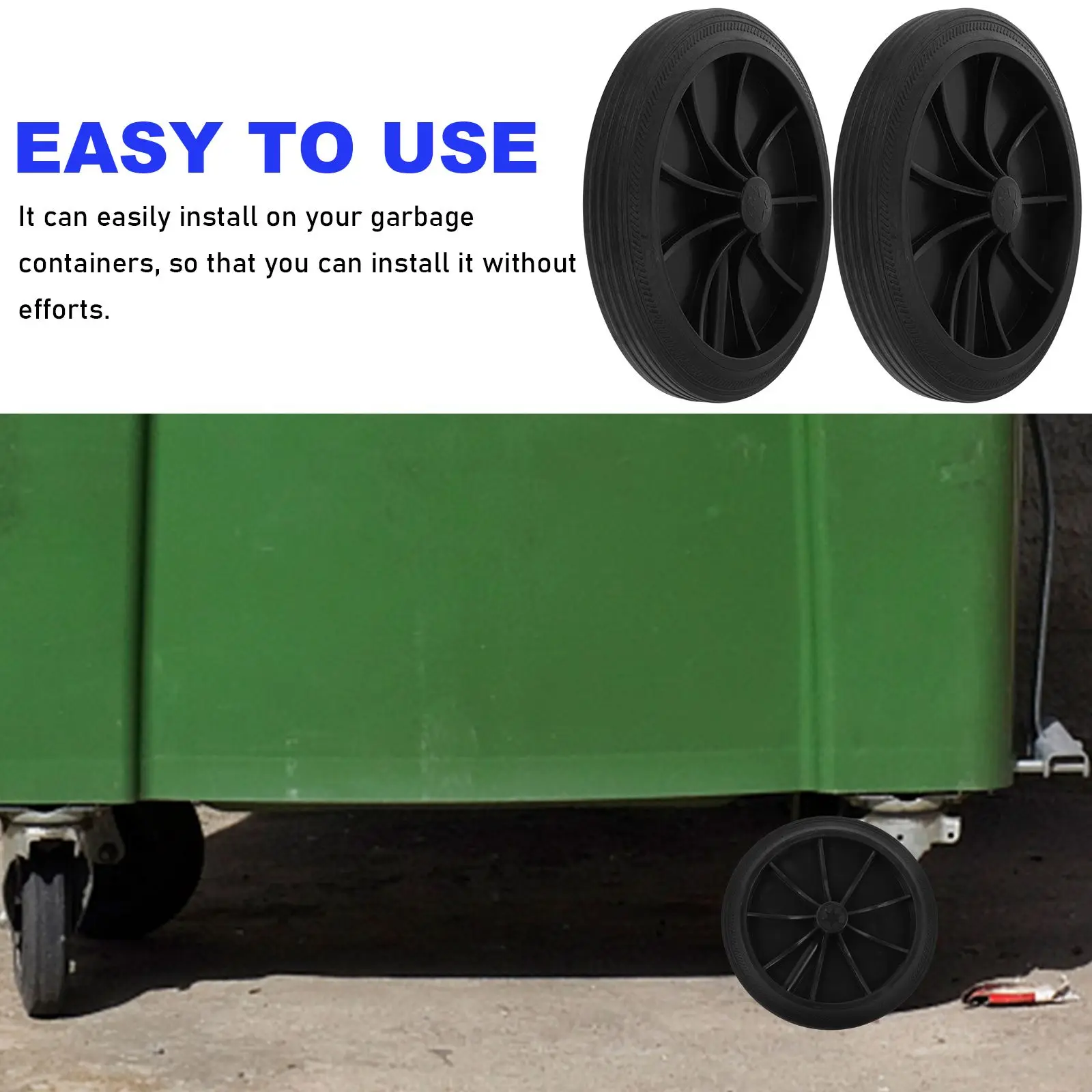 2pcs Trash Can Wheels Wear Resistant Lightweight Easy Install Remove Garbage Container Parts Plastic Accessories