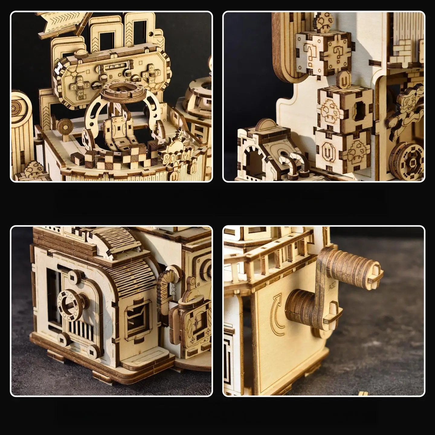 OUZEY Game Factory Building Kit - 3D Wooden Mechanical Puzzle, DIY Assembly Model with Moving Parts for Adult Hobbyists