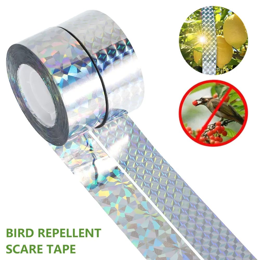 80M 50M Anti Bird Tape Flashing Reflective Bird Repellent Scare Tape Pigeons Crow Keep Away Double-sided Bird Repeller Ribbon