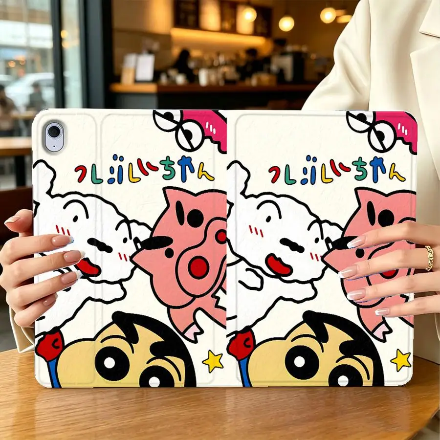 Anime C-Crayon Shin-Chans With Pencil Holder Case for Samsung Galaxy Tab A11 A7 Lite S9+ S10 Lite S11 S10FE A8 A9Plus S10 Plus