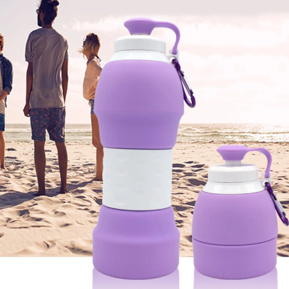 

Travel Foldable Water Bottle Purple Portable Collapsible Kettle Camping Hiking Picnic Outdoor Sports Flexible Storage Space