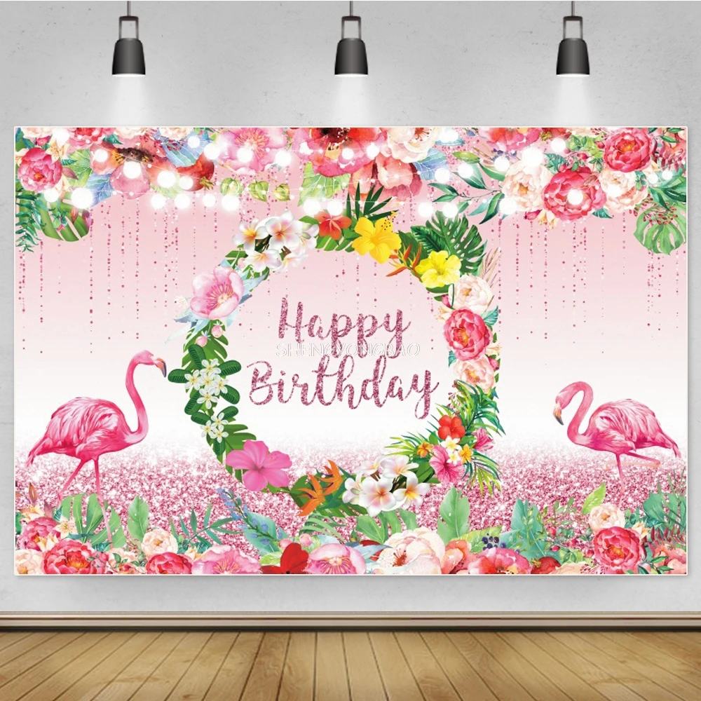 

Flamingo Birthday Photography Backdrop Pink Tone Stripes Background Crown Princess Girls Baby Newborn Party Holiday Studio Props