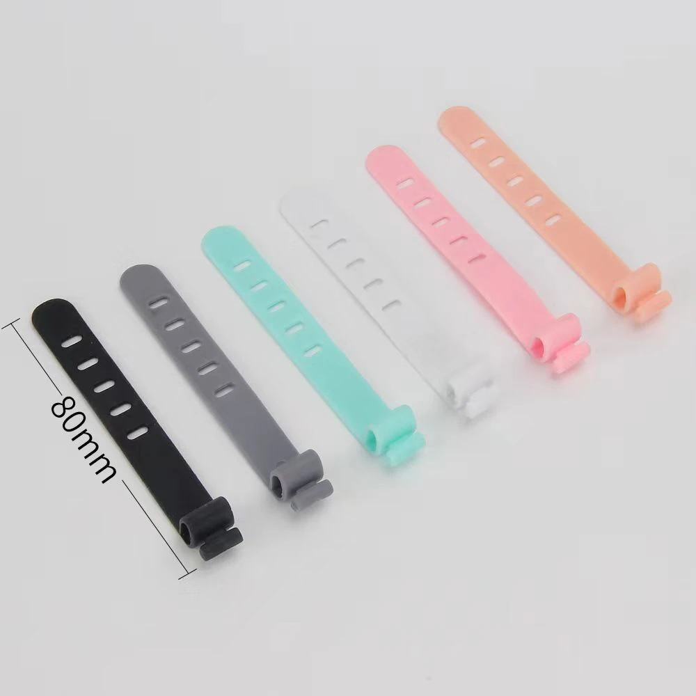 Charging Cable Organizer 10PCS Winder Silicone Data Line Winder Strap Earphone Cable Storage Strap 5 Hole Line Storge Holder