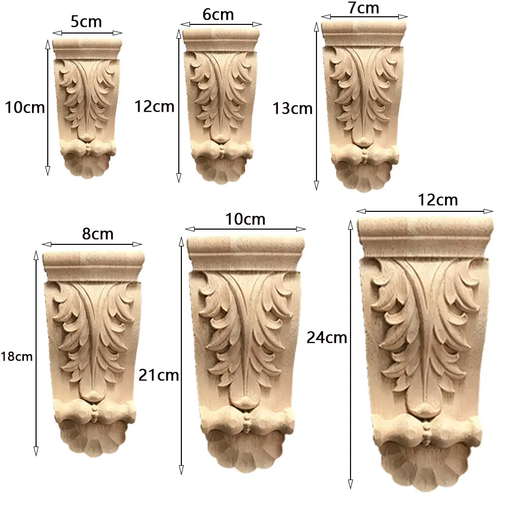 Natural Oak Wood Carved Corner Onlay Applique Unpainted Furniture Vintage Home Decor Wood Decal Door Stage Stigma Accessories