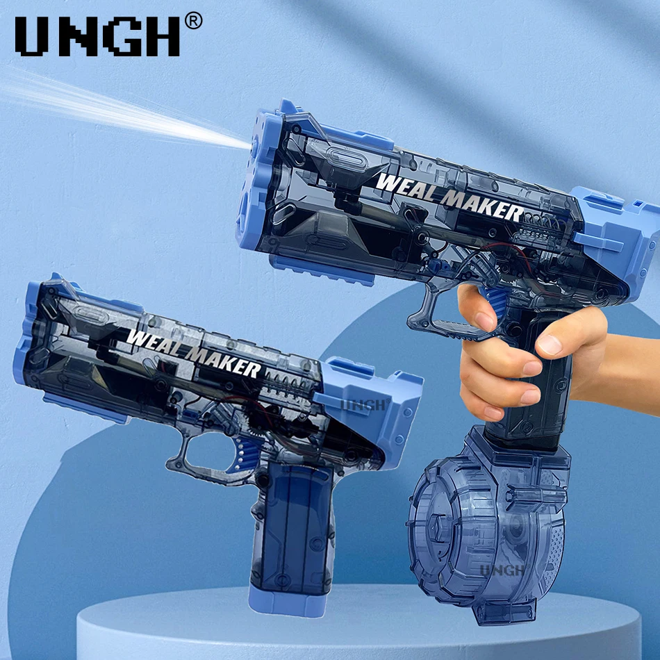 UNGH Automatic Water Gun Electric UZI Pistol Shooting Toy Summer Beach Toy For Kids Children Boys Girls Adults Water Fight Game