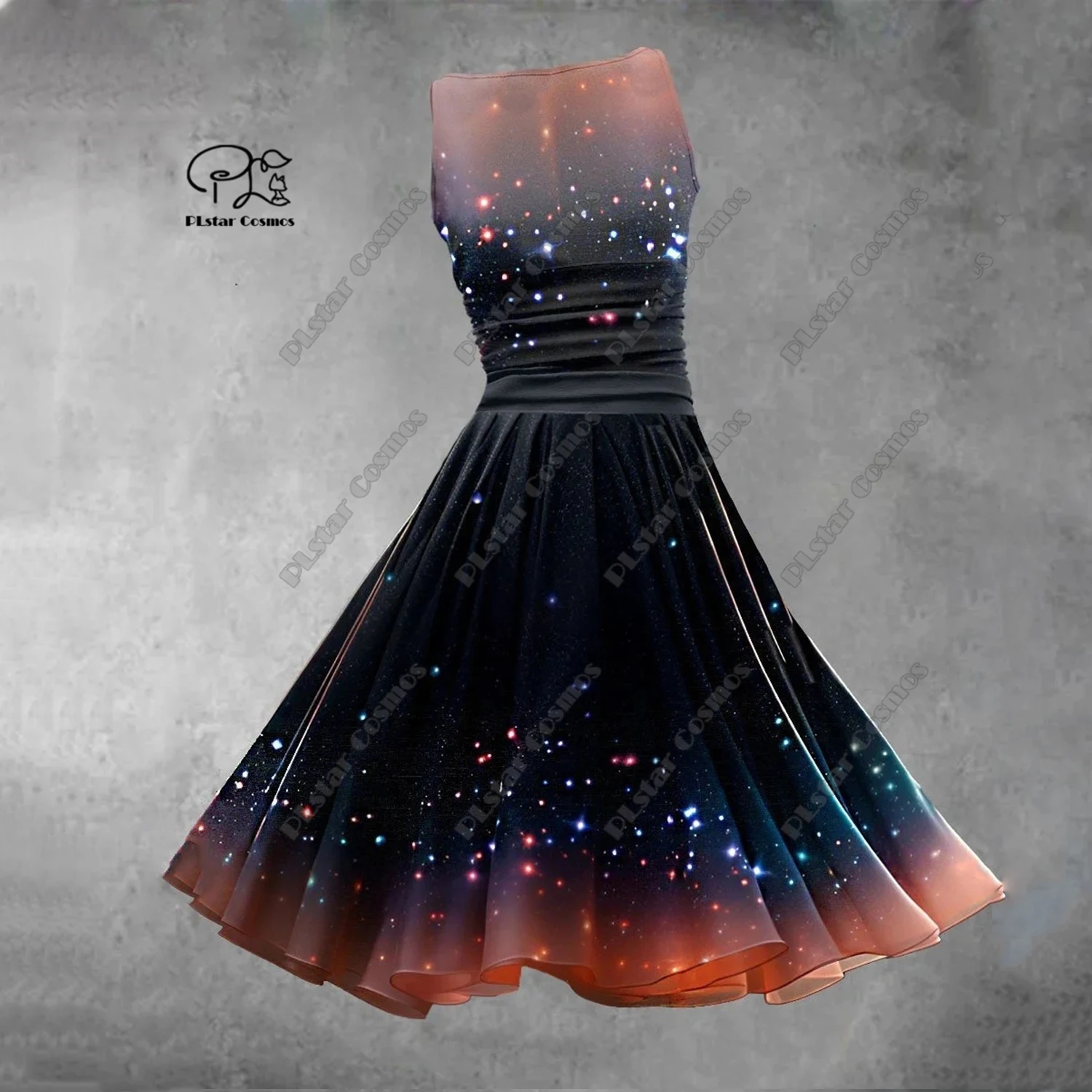 3D printing new peacock starry sky gradient music fireworks pattern vest dress series for yourself 2