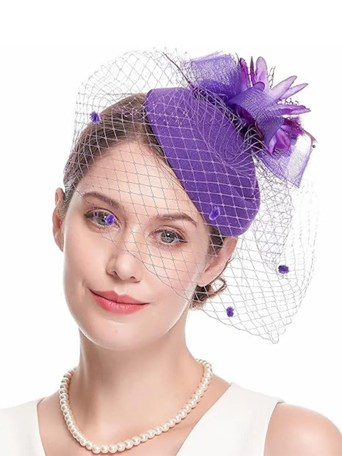 Elegant Hair Drop Fascinator Hat Women Party Hats Bridal Wedding Show Race Millinery With Fancy Flower Headpiece