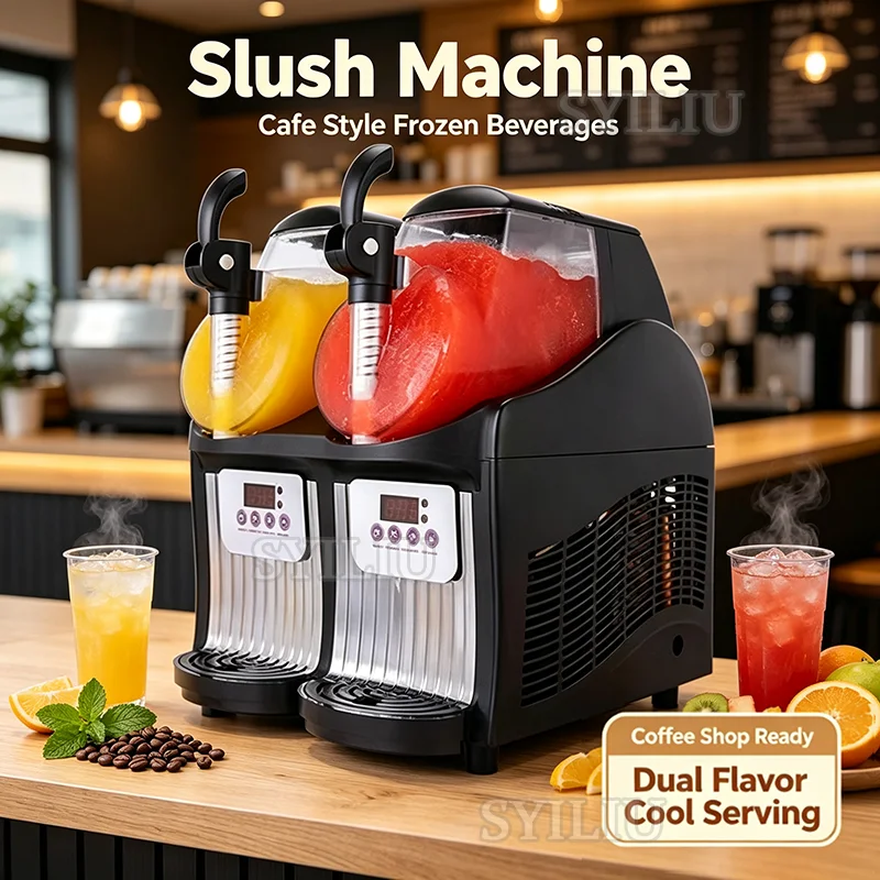 Commercial 2 Cylinder Slush Machine Automatic Cooling Juice Machine Beer Snow Melting Machine