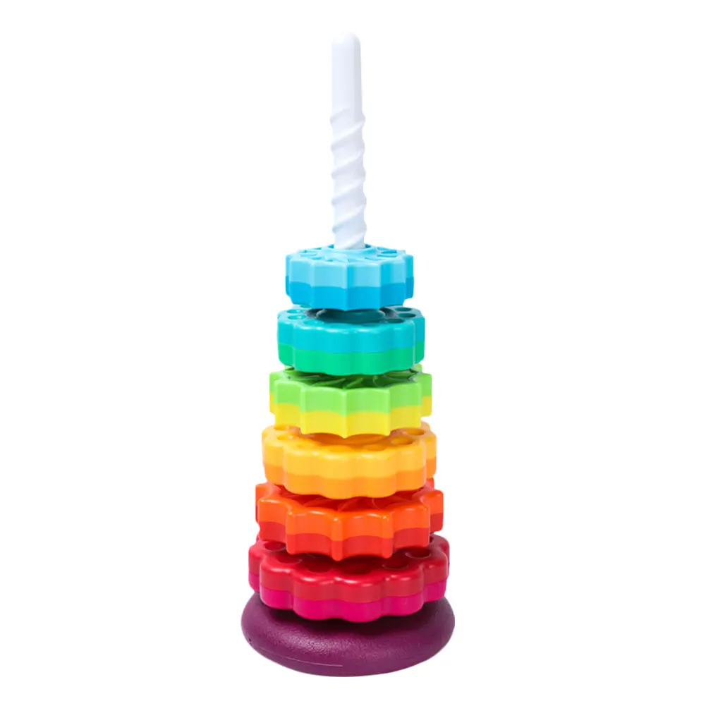 Gears Stacking Rings Toy Eco-Friendly Spinning Wheel Toy Smooth Spining Tower Building Blocks Safe for Kids Holiday Toys