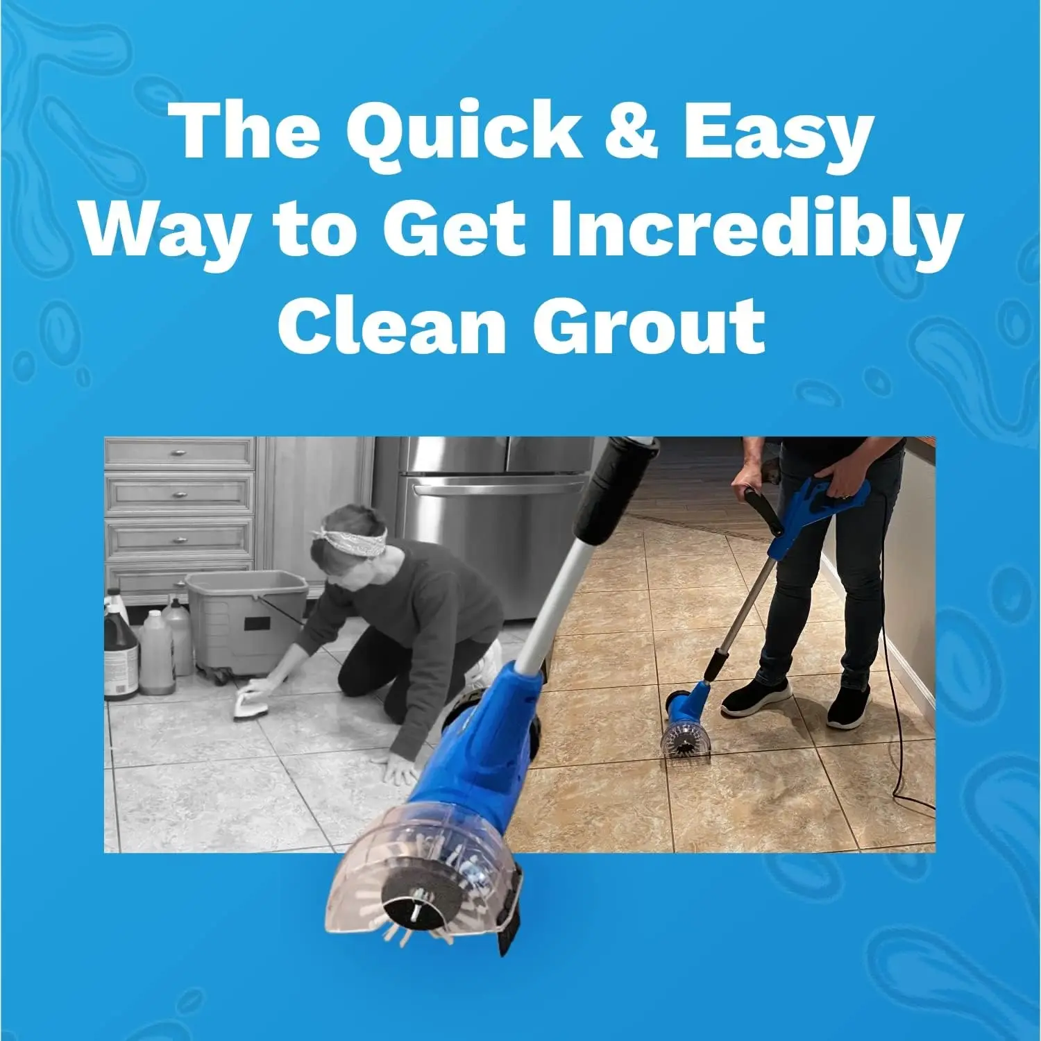 Groovy! Electric Stand-up Professional Grout Cleaning Machine Bundle | Adjustable Handle & Heavy Duty 1600 RPM Motor | Includes