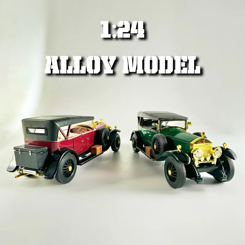 1:24 modelo de carro vintage fantasma retrô, onda de som de motor simulado, iluminação legal, enfeites de mesa requintados