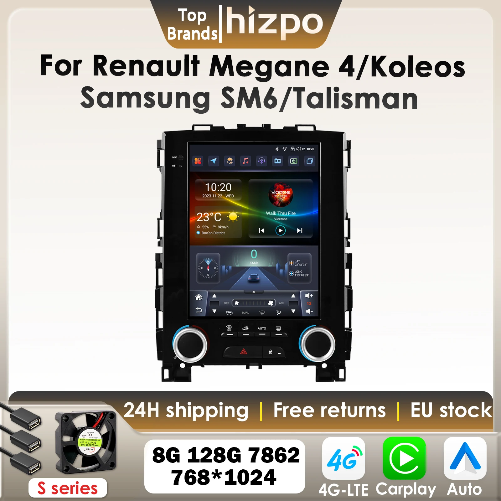 Hizpo 360 Kamera 9,7'' Android13 Auto Radio Für Renault Koleos Megane 4 Samsung SM6 Talisman 2017-2019 Auto multimedia 4G Carplay