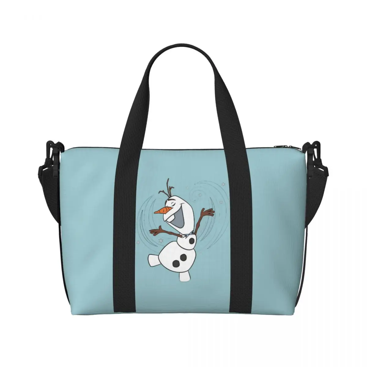 

Custom Frozen Grocery Tote Shopping Bags Women Big Capacity Snowman Cartoon Gym Beach Travel Bags
