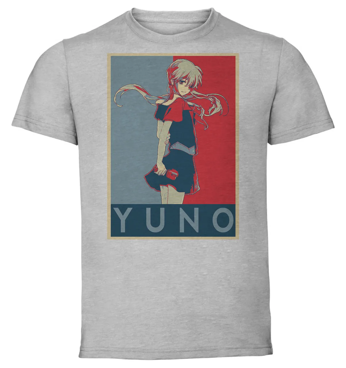 T-Shirt Unisex Grey Propaganda Mirai Nikki Yuno Gasai v4