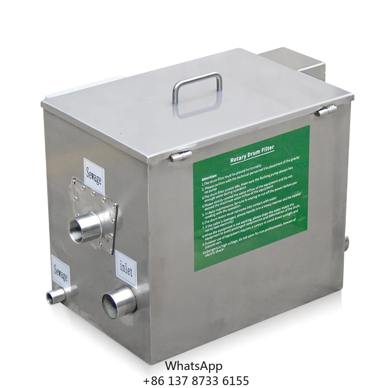 

Aquaculture Fish Farm Filtration Machine Koi Pond Rotary Drum Filter Stainless Steel Mini Drum Filter