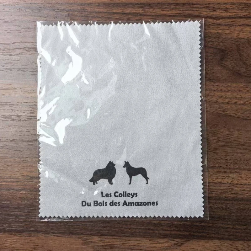 100 Pieces 15x18cm Grey Glasses Cleaning Cloths Screen Printed with Black Logo Individually Packaged Customizable Branding