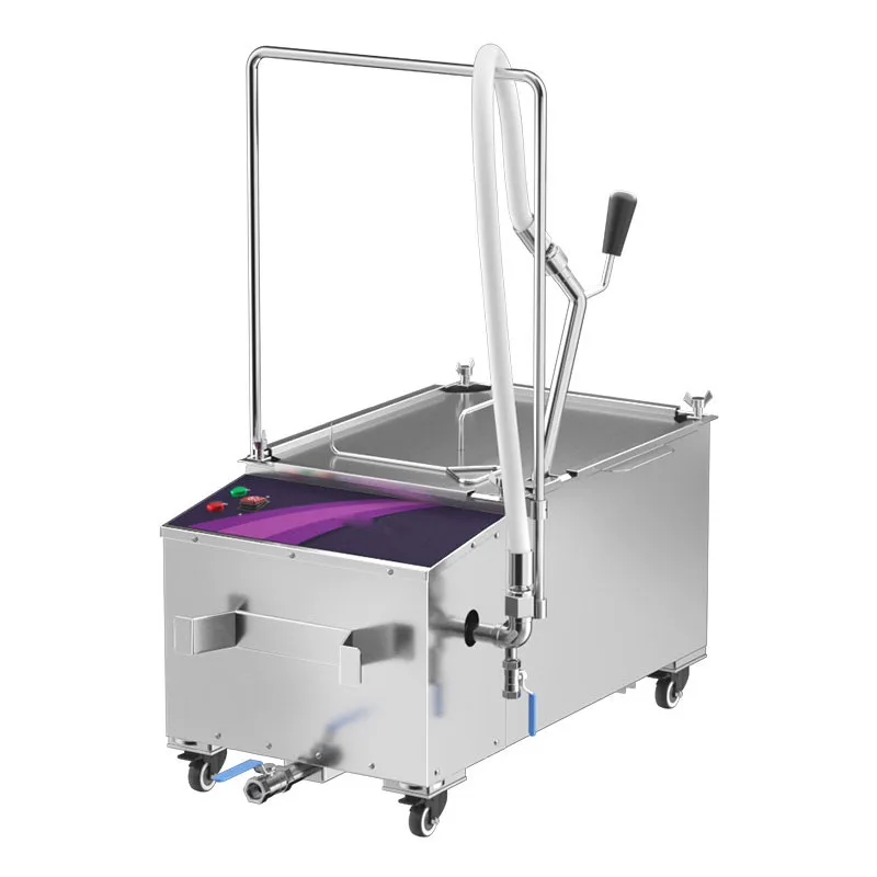 Commercial Mobile Stainless Steel Cooking Oil Filter Machine Electric Deep Fryer Oil Purifier Oil Filtration Cart - view 2