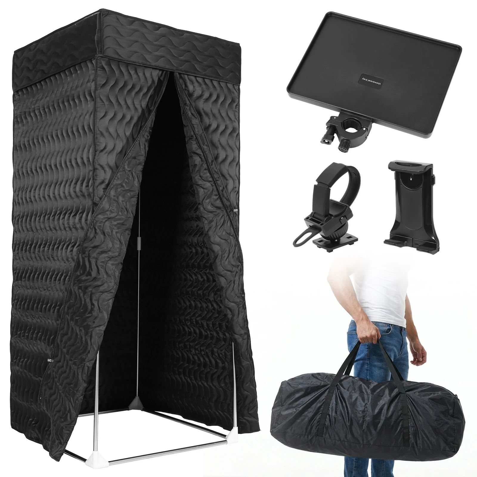 

360° Portable Vocal Booth Easy Setup Echo-Free Recording Booth with Thick Acoustic Blankets for Voice-Over Podcast & Music
