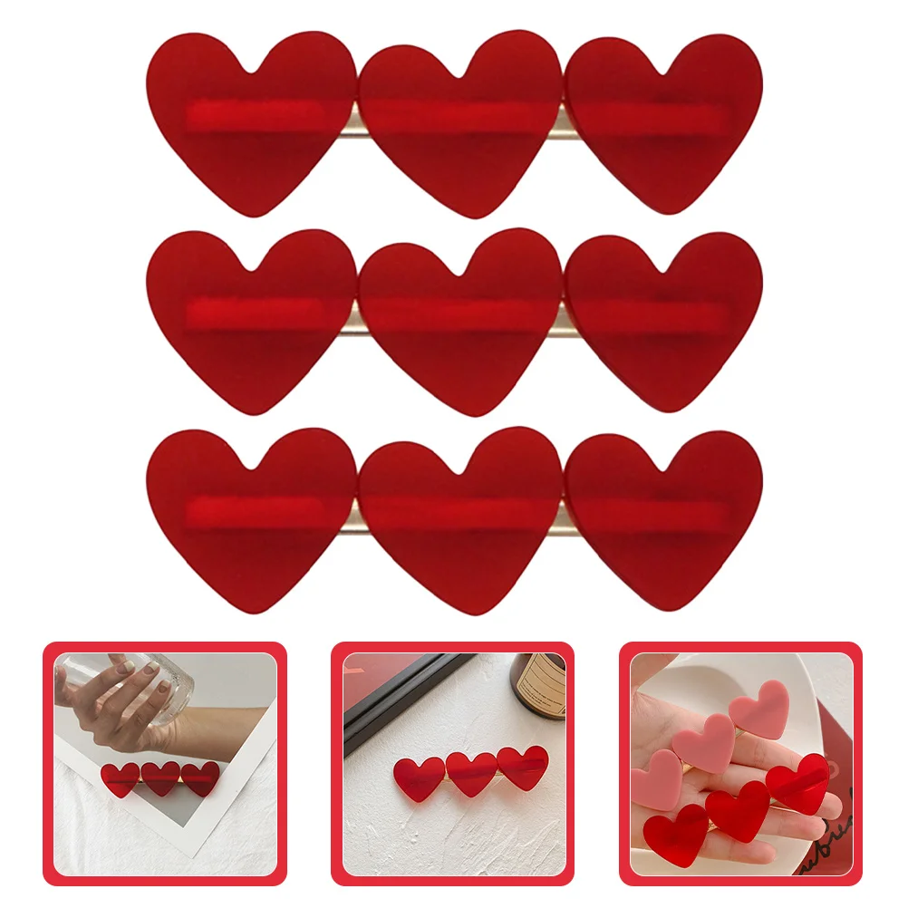 

3Pcs Love Heart Hair Clips Red Stylish Side Clamp Barrettes Women Hair Accessories Charming Hairpins for Girls Everyday Glamour