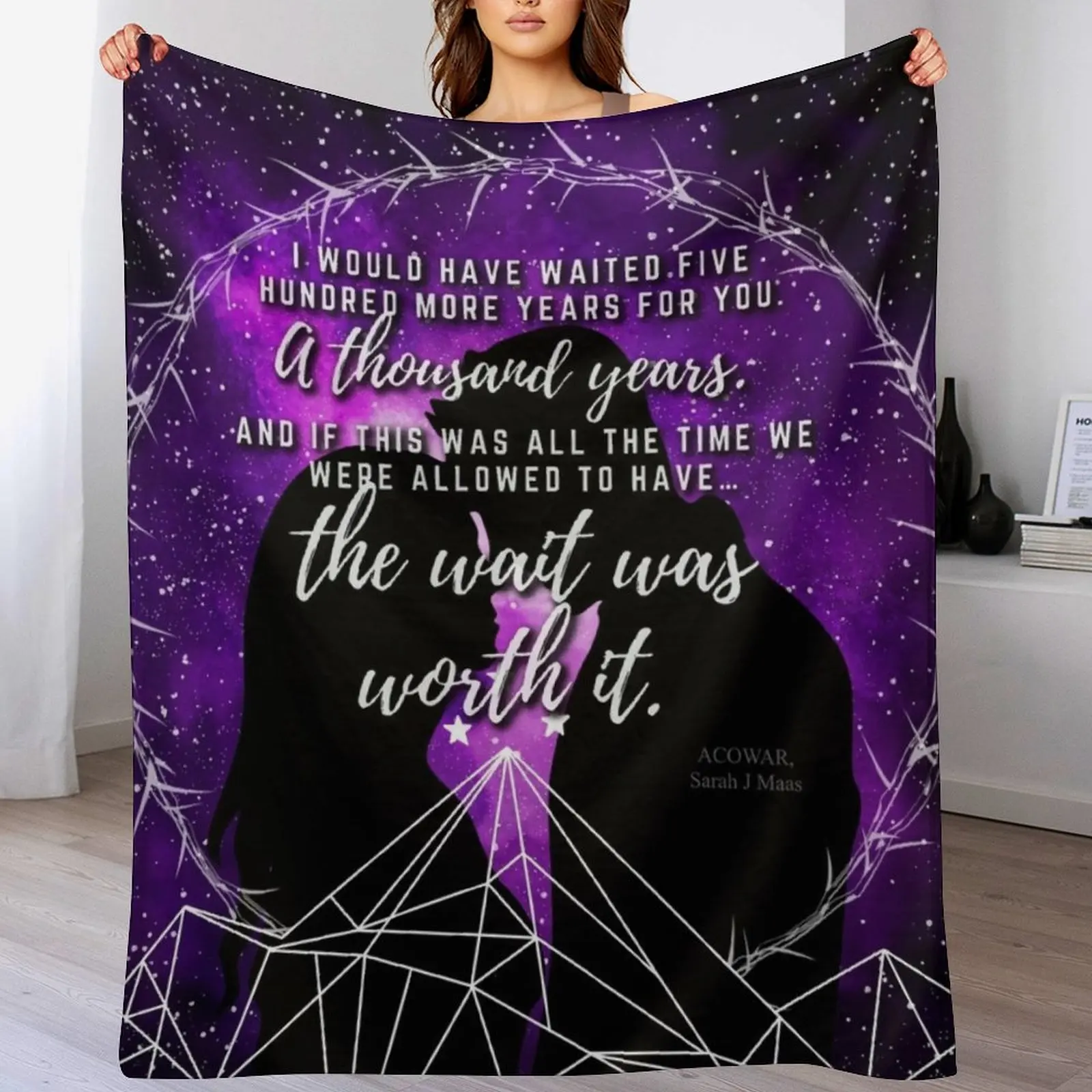 

The Wait Was Worth It ACOTAR Book Quote Throw Blanket valentine gift ideas Soft Big Retros Blankets