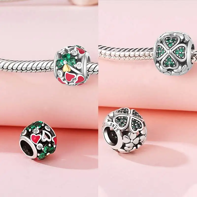 

Charms 925 Sterling Silver Lucky Four Leaf Clover Beads Fit Bracelet Necklace Accessories Bead Jewelry Making Fine Jewelry Gift