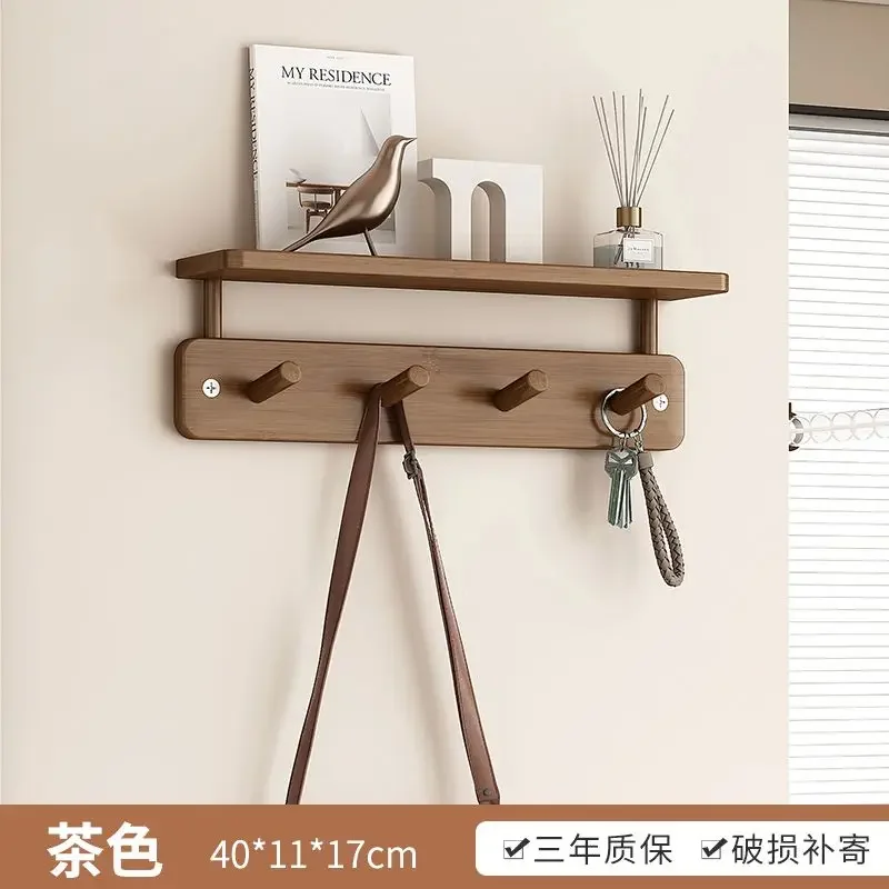 Sturdy Bamboo Wood Wall Mounted Hangers Entrance Doors Coat Racks Living Room Furniture Bedroom Clothes Creative Hooks Shelves