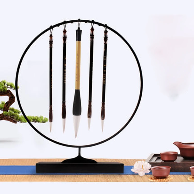 Chinese Calligraphy Sumi Brush Hanger Metal Brush Holder for Study Room Home Office