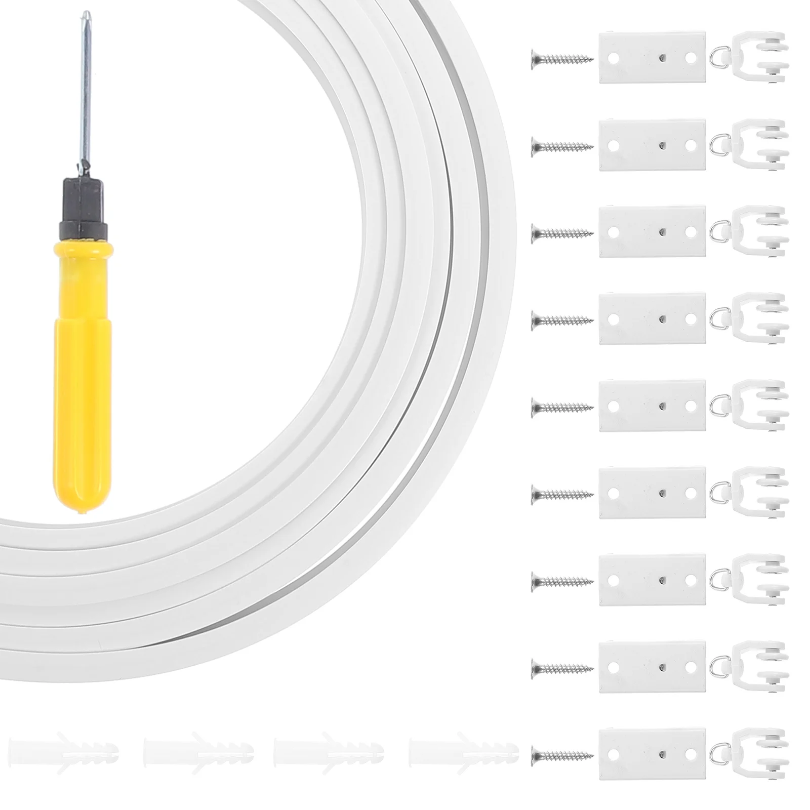 1 مجموعة البلاستيك الصلب مرنة الستار المسار انحناء سقف جبل الصامت المنزلق السكك الحديدية لخليج نافذة الستار غرفة مقسم المسار