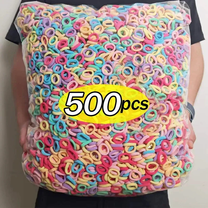 100/500 قطعة صغيرة ملونة المطاط العصابات الشعر الفتيات طفل الأساسية النايلون ذيل حصان حامل Scrunchie مطاطا أغطية الرأس العلاقات اكسسوارات